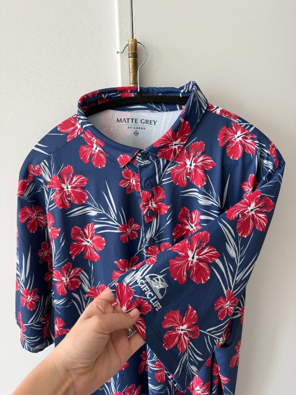 Matte Grey x Pacific Life Hawaiian Golf Polo 3XL